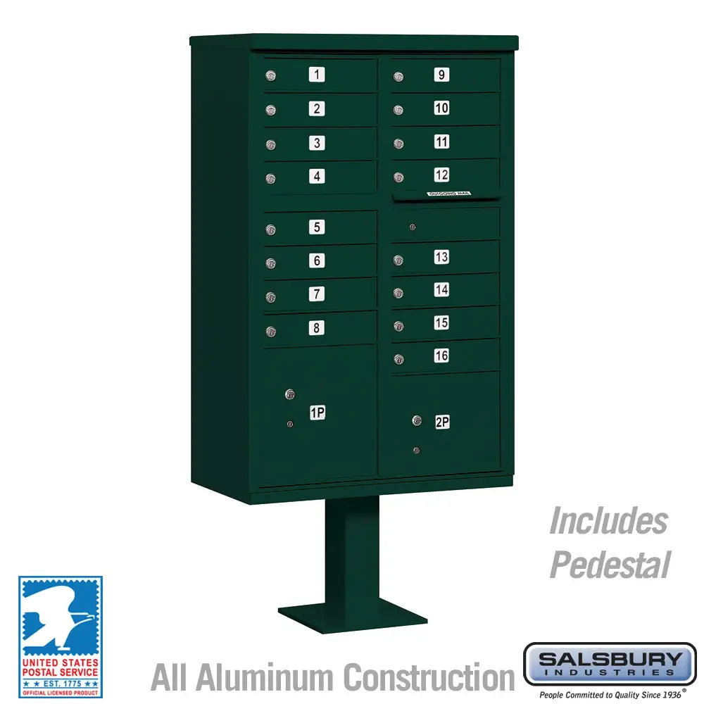 Salsbury Cluster Box Unit with 16 Doors and 2 Parcel Lockers USPS Ac