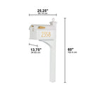 Whitehall Modern Balmoral Mailbox Side Plaques, Monogram & Post Package - White/Gold - 16659 - Dimensions