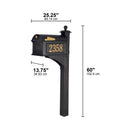 Whitehall Balmoral Mailbox Side Plaques & Post Package - Black - 16252 - Dimensions