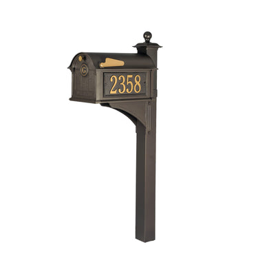 Whitehall Balmoral Mailbox Side Plaques, Monogram & Post Package - Bronze - 16237#color_bronze