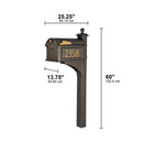 Whitehall Modern Balmoral Mailbox Side Plaques, Monogram & Post Package - Bronze/Gold - 16658 - Dimensions