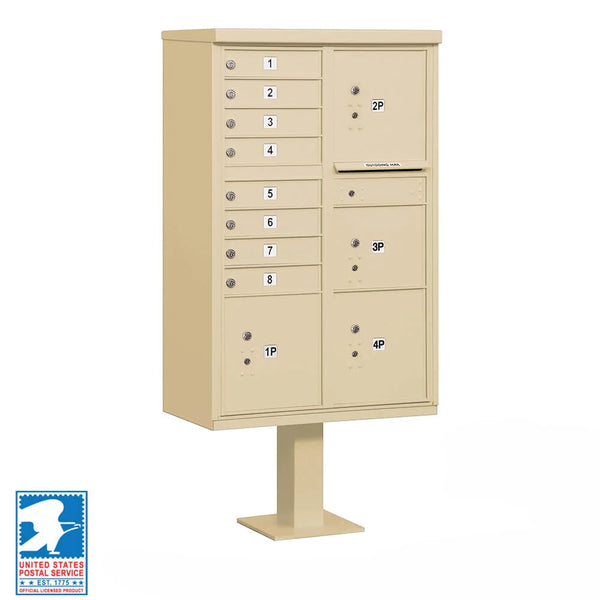 Standard Cluster Box Units in Sandstone with 8 doors and 4 parcel lockers #color_sandstone