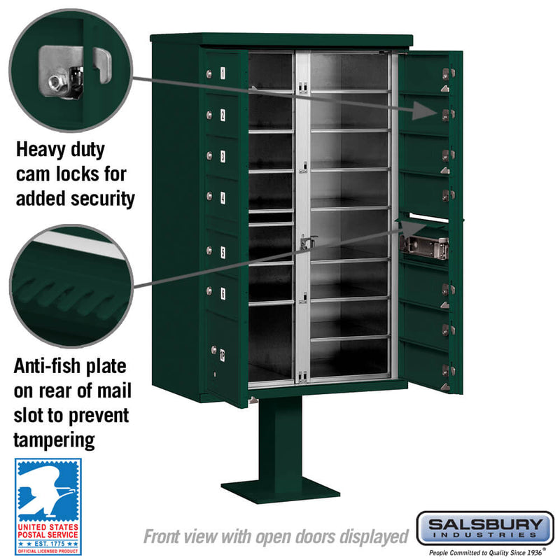 Salsbury Cluster Box Unit with 13 Doors and 1 Parcel Locker - USPS Access – Type IV