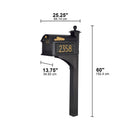 Whitehall Modern Balmoral Mailbox Side Plaques, Monogram & Post Package - Black/Gold - 16657 - Dimensions