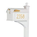 Whitehall Modern Balmoral Mailbox Side Plaques, Monogram & Post Package - White/Gold - 16659 - Alternate view