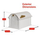 Whitehall Modern Balmoral Mailbox Side Plaques, Monogram & Post Package - White/Gold - 16659 - Mailbox exterior dimensions