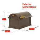 Whitehall Modern Balmoral Mailbox Side Plaques, Monogram & Post Package - Bronze/Gold - 16658 - Mailbox exterior dimensions