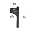 Whitehall Balmoral Mailbox Side Plaques, Monogram & Post Package - Black - 16236 - Dimensions