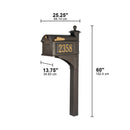 Whitehall Balmoral Mailbox Side Plaques, Monogram & Post Package - Bronze - 16237 - Dimensions