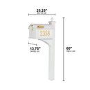 Whitehall Balmoral Mailbox Side Plaques, Monogram & Post Package - White - 16239 - Dimensions
