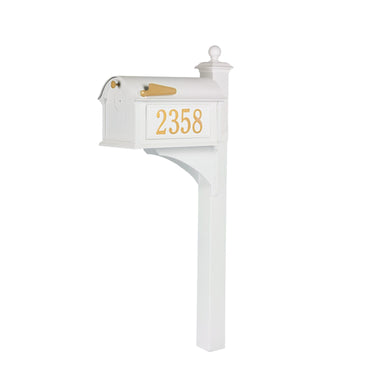 Whitehall Balmoral Mailbox Side Plaques & Post Package - White - 16370#color_white