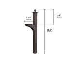 Whitehall Balmoral Mailbox Side Plaques, Monogram & Post Package - Bronze - 16237 - New two-piece post - Dimensions