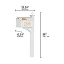 Whitehall Balmoral Mailbox Side Plaques & Post Package - White - 16370 - Dimensions