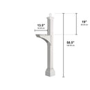 Whitehall Balmoral Mailbox Side Plaques, Monogram & Post Package - White - 16239 - New two-piece post with base cuff - Dimensions