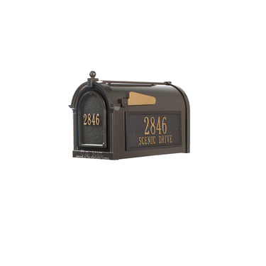 Whitehall Capitol Mailbox Custom Side Plaques and Door Plaque Package - MailboxEmpire #color_bronze gold