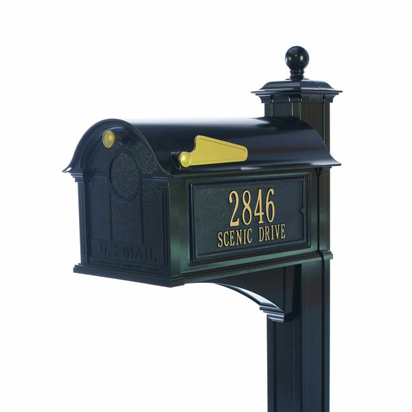 Balmoral Mailbox Side Plaques Post Package - Black - 16252#color_black