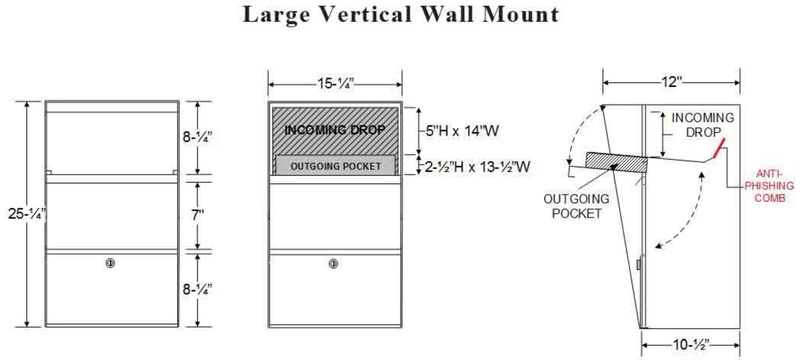 Jayco Industries Large Vertical Wall Mount Letter Locker Specifications