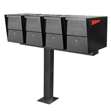 MailBoss Quadruple Package Master - Surface Mount Post - Black#color_black
