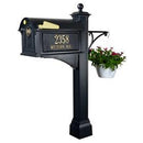 Whtiehall Balmoral Deluxe Mailbox with Plant Hanger - Black  - MailboxEmpire