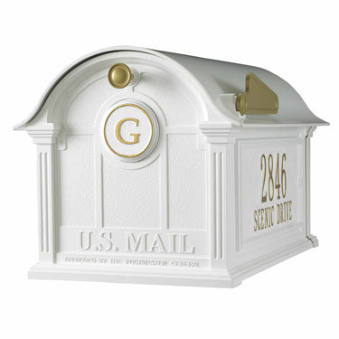 Whitehall Balmoral Mailbox Side Plaques Monogram - White - 16367#color_white