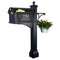 Whitehall Balmoral Mailbox and Post Package with Monogram, Side Plaques, Ball Finial and Plant Hanger - MailboxEmpire#color_black